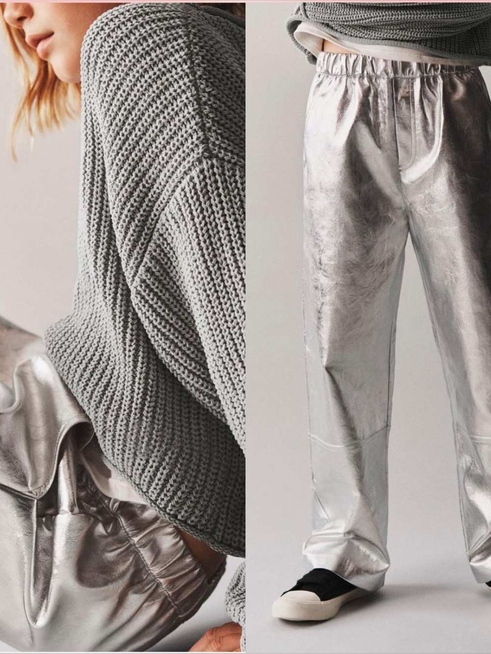 Zara (kids/pre-teen) Metallic Silver Casual Pants
